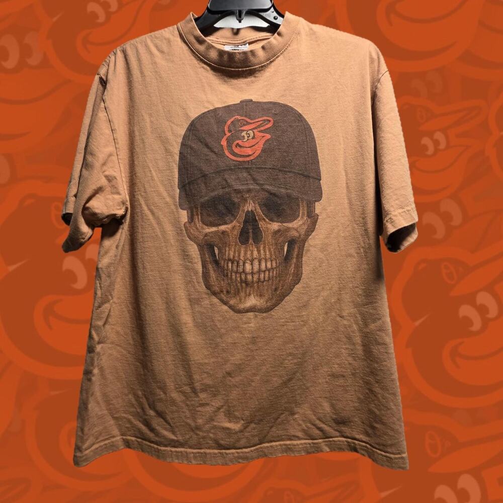 Baltimore orioles skull graphic tee